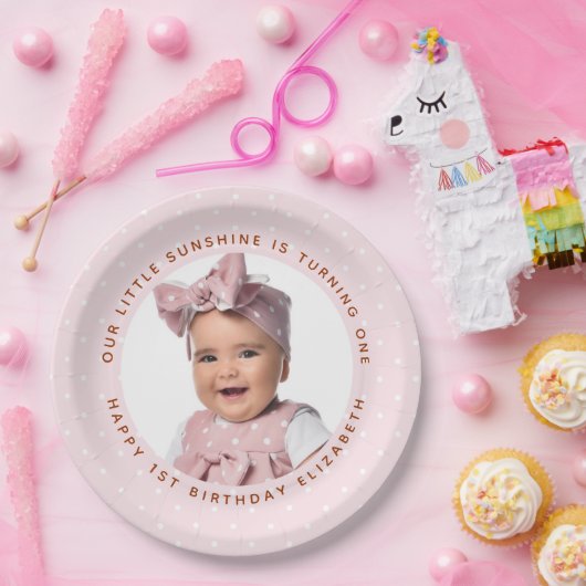 Onze kleine zonneschijn is een meisje verjaardag f papieren bordje (Feest)