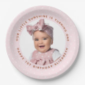 Onze kleine zonneschijn is een meisje verjaardag f papieren bordje (Voorkant)