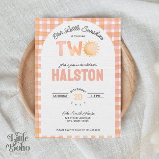 Onze Kleine Zonneschijn is Twee | Boho Verjaardags Kaart