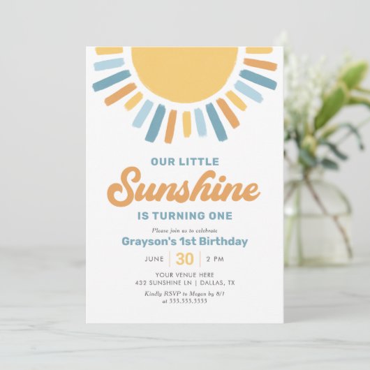 Onze kleine zonneschijn jongen 1e verjaardag kaart (Staand voorkant)