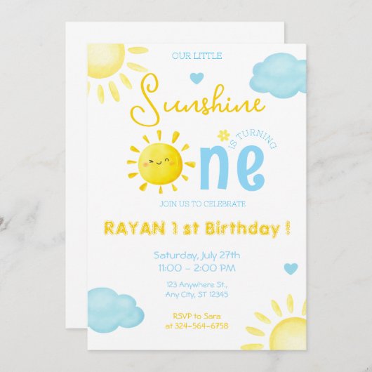 Onze Kleine Zonneschijn Jongen Blauw 1e Zonneverja Kaart (Voorkant / Achterkant)