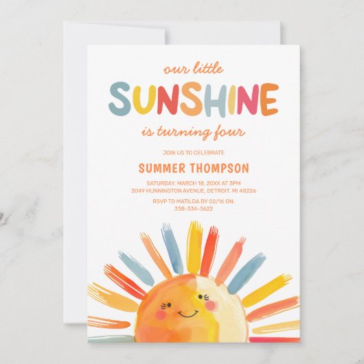 Onze kleine zonneschijn kinderen verjaardagsfeestj kaart (Voorkant)