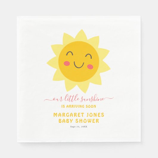 Onze kleine zonneschijn lachende zon Baby shower p Servet (Voorkant)