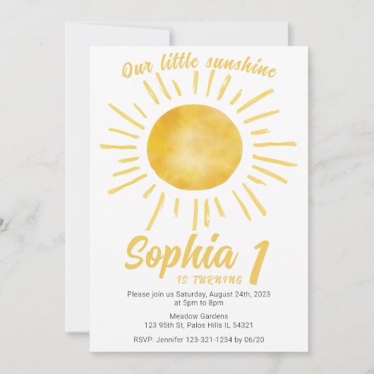 Onze kleine zonneschijn meisje eerste verjaardag u kaart (Voorkant)