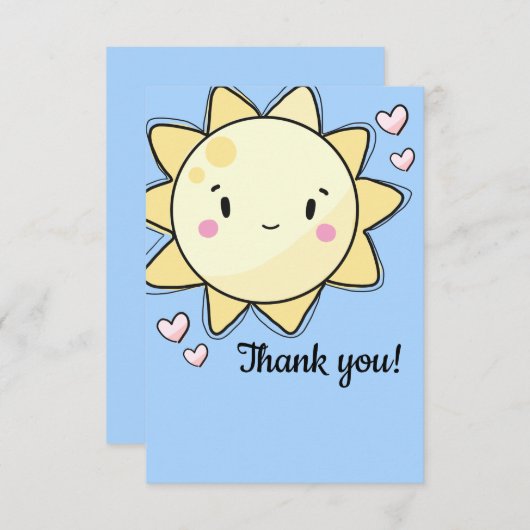 Onze kleine zonneschijn meisjes blauwe lucht dank  bedankkaart (Voorkant / Achterkant)