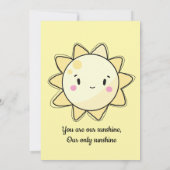 Onze kleine zonneschijn meisjes gele verjaardag kaart (Achterkant)