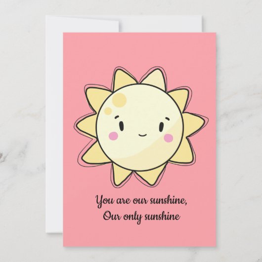 Onze kleine zonneschijn meisjes roze verjaardag ui kaart (Achterkant)