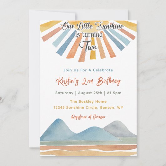 Onze Kleine Zonneschijn Regenboog 2de Verjaardagsf Kaart (Voorkant)