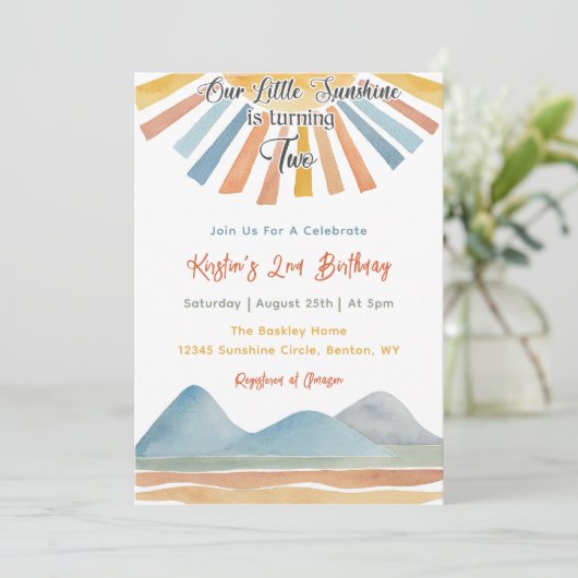 Onze Kleine Zonneschijn Regenboog 2de Verjaardagsf Kaart (Staand voorkant)