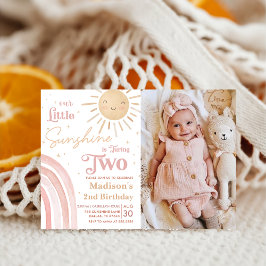 Onze kleine zonneschijn regenboog 2e verjaardag fo kaart