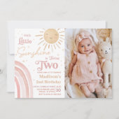 Onze kleine zonneschijn regenboog 2e verjaardag fo kaart (Voorkant)