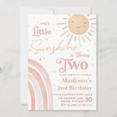 Onze Kleine Zonneschijn Regenboog Meisje 2e Verjaa Kaart (Voorkant)