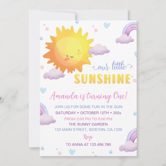 Onze kleine zonneschijn regenboog verjaardag uitno kaart (Voorkant)
