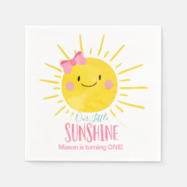 Onze kleine zonneschijn roze meisje boog zomer ver servet