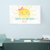 Onze kleine zonneschijn roze meisje verjaardag ach spandoek (Beurs)