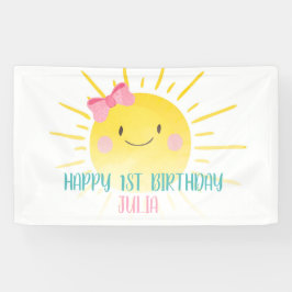 Onze kleine zonneschijn roze meisje verjaardag ach spandoek