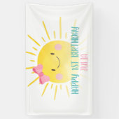 Onze kleine zonneschijn roze meisje verjaardag ach spandoek (Verticaal)