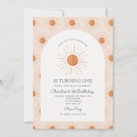 Onze Kleine Zonneschijn Sun Retro Minimal 1e Verja Kaart (Voorkant)