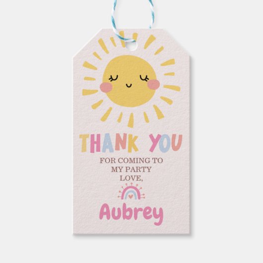 Onze kleine zonneschijn verjaardag dank u cadeaulabel (Voorkant)