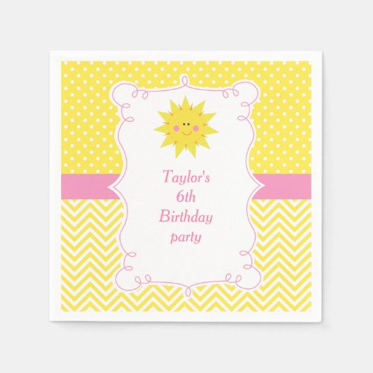 Onze kleine zonneschijn verjaardag dank u servet (Voorkant)