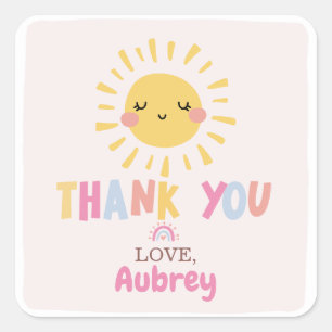 Onze kleine zonneschijn verjaardag dank u vierkante sticker