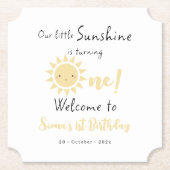 Onze kleine zonneschijn wordt een schattige verjaa kartonnen onderzetters (Voorkant)