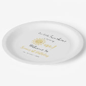 Onze kleine zonneschijn wordt een schattige verjaa papieren bordje (Gekanteld)