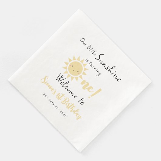 Onze kleine zonneschijn wordt een schattige verjaa servet (Hoek)