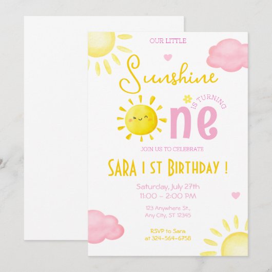 ONZE KLEINE ZONNESCHIJN WORDT ÉÉN VERJAARDAG KAART (Voorkant / Achterkant)