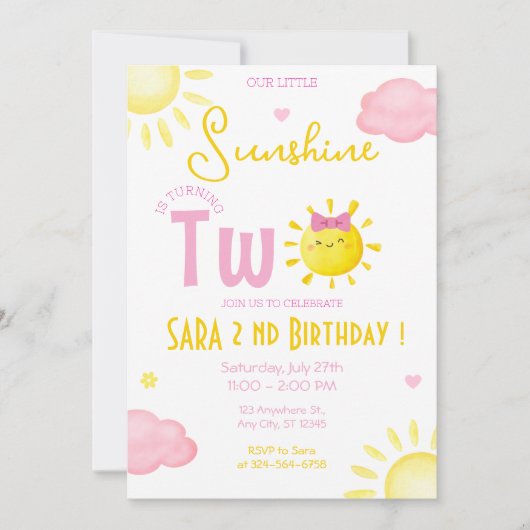 ONZE KLEINE ZONNESCHIJN WORDT TWEE JAAR KAART (Voorkant)