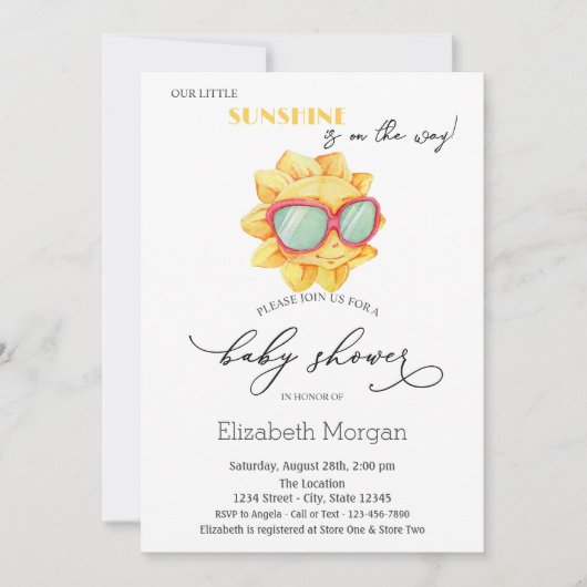 Onze kleine zonneschijn, zon, Stippen uitnodiging (Voorkant)