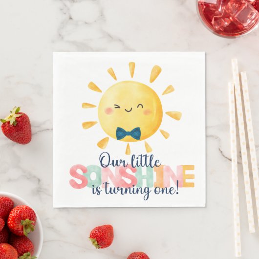 Onze kleine zonnetje eerste verjaardag uitnodiging servet (Insitu)