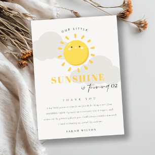Onze kleine zonnige geel elke dag van de zondag bedankkaart