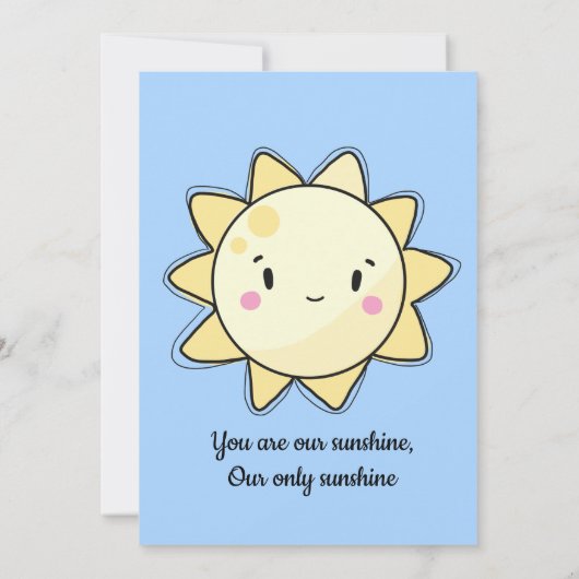 Onze kleine zonnige meisjes Blue Birthday-uitnodig Kaart (Achterkant)