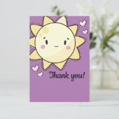 Onze kleine zonnige meisjes Paars Bedankkaart (Staand voorkant)