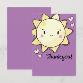 Onze kleine zonnige meisjes Paars Bedankkaart (Voorkant / Achterkant)