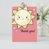 Onze kleine zonnige meisjes Roze Hartelijk dank Bedankkaart (Staand voorkant)
