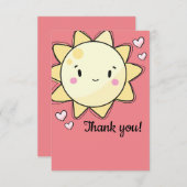 Onze kleine zonnige meisjes Roze Hartelijk dank Bedankkaart (Voorkant / Achterkant)