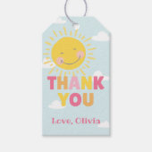 Onze kleine zonnige roze verjaardag elke leeftijd cadeaulabel (Voorkant)