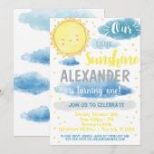 Onze kleine zonnige verjaardagsfeestuitnodiging kaart (Voorkant / Achterkant)