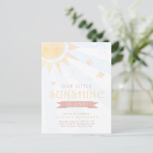 Onze kleine zonnige Waterverf Butterfly Birthday Briefkaart (Staand voorkant)