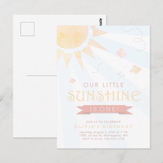 Onze kleine zonnige Waterverf Butterfly Birthday Briefkaart (Voorkant / Achterkant)