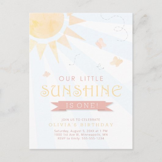 Onze kleine zonnige Waterverf Butterfly Birthday Briefkaart (Voorkant)