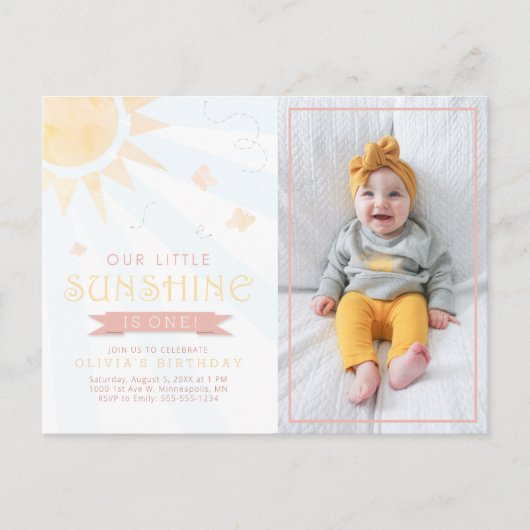 Onze kleine zonnige Waterverf Butterfly Birthday Briefkaart (Voorkant)