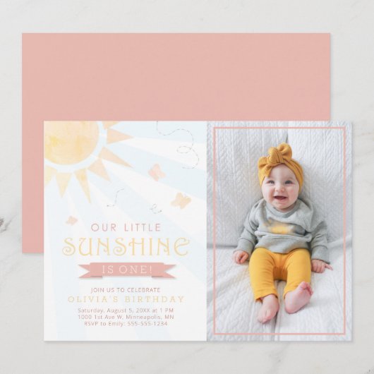 Onze kleine zonnige Waterverf Butterfly Birthday Kaart (Voorkant / Achterkant)