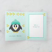 Onze kleinzoon op kersttalig pinguïn feestdagen kaart (Binnen)