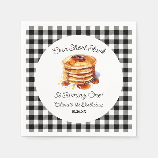 Onze korte stapel pannenkoeken ontbijt verjaardags servet (Voorkant)