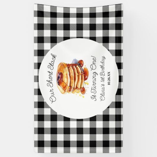 Onze Korte Stapel Pannenkoeken Ontbijt Verjaardags Spandoek (Verticaal)