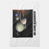 Onze kosmische buurt (zonnestelsel) theedoek (Verticaal)