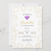 Onze kostbare edelsteen Paarse & gouden verjaardag Kaart (Voorkant)